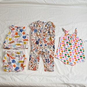 NEW WITH TAGS Mixed Pattern Baby Outfit Bundle - Floral, Sea Life & Daisy Prints